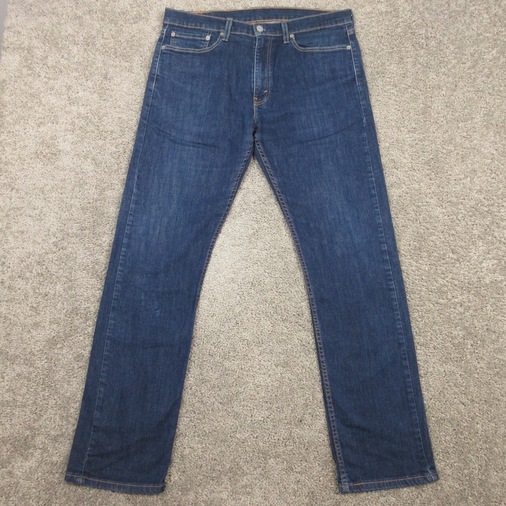 Levis Jeans Mens 34x32 Blue‎ 513 Slim Straight Faded Zip Fly Flex Denim Pants